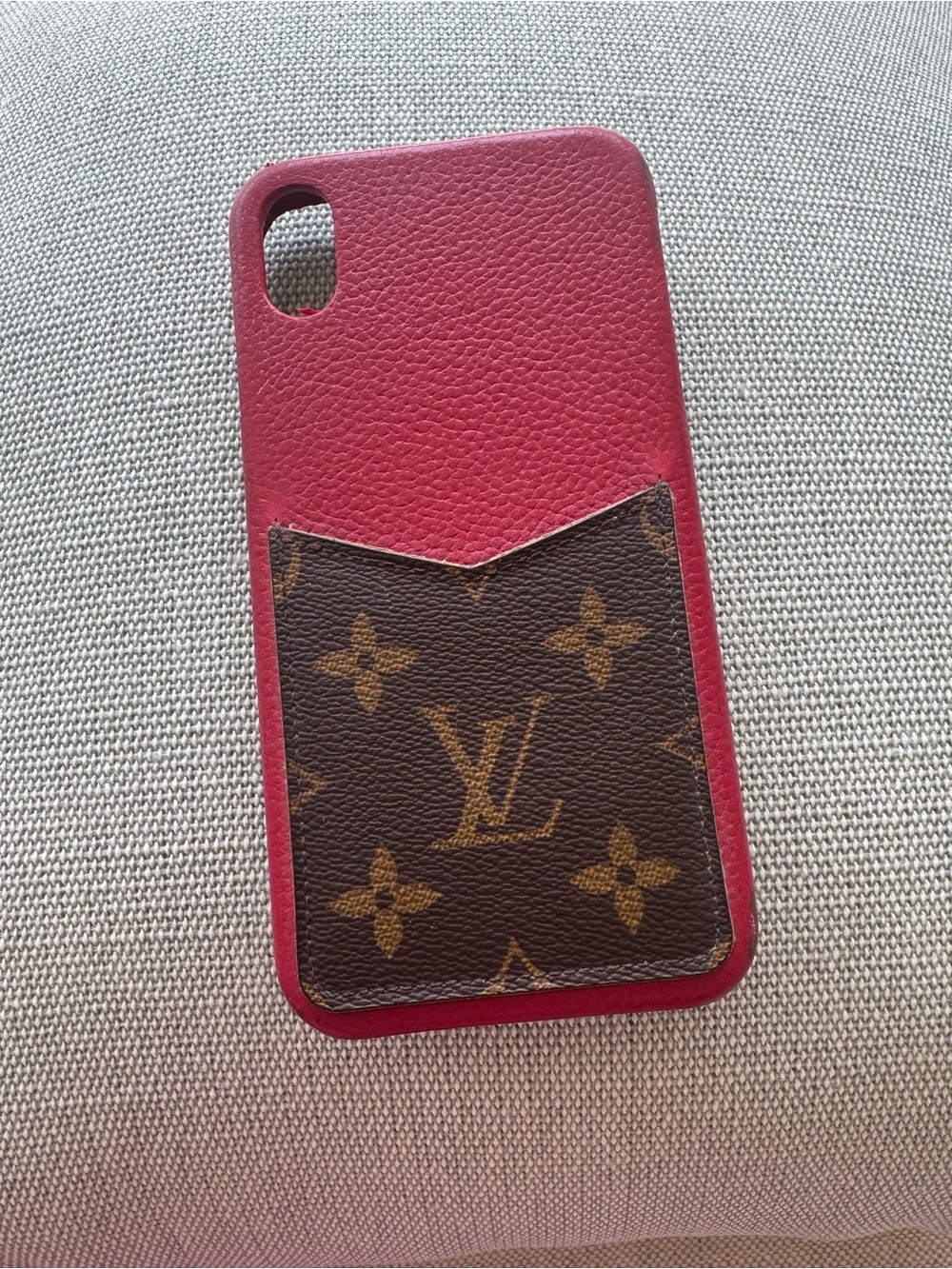 Louis Vuitton iPhone XS Max red Leather Phone Case with Monogram Card Pocket